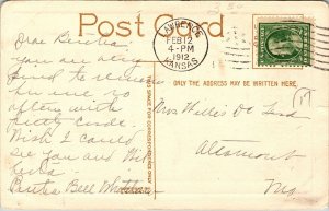 VINTAGE POSTCARD VALENTINE'S CARD MAILED FROM LAWRENCE KANSAS 1912