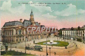 Postcard Old Tours (i and l) town hall instead ap Tramway