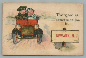 NEWARK NJ AUTOMOBILE COMIC ANTIQUE POSTCARD