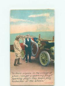 1909 comic bamforth MAN DRIVES VERY OLD ANTIQUE CAR k8149