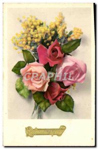 Old Postcard Bonne fete Flowers