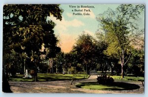 Pueblo Colorado Postcard View Roselawn Burial Park Exterior 1910 Vintage Antique