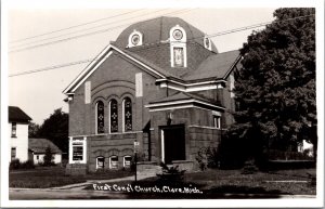 Real Photo Postcard First Congregational Church in Clare, Michigan