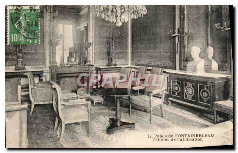 Postcard Old Palace of Fontainebleau Office of the Abdication