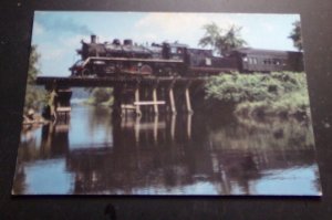 UNUSED PC - 2-8-2 STEAM LOCO. #1647 CROSSING DEEP RIVER, VALLRY R.R. ESSEX, CONN