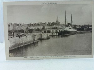 Vintage Postcard Saint Malo France Le Basin  et  la Gare Maritime Cote d'Emeraud