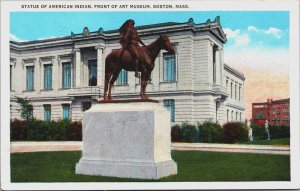 Statue Of American Indian Art Museum Boston Massachusetts Vintage Postcard C105