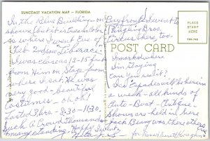 Suncoast Location Map Florida Clearwater Tampa St. Petersburg Gulf Postcard 