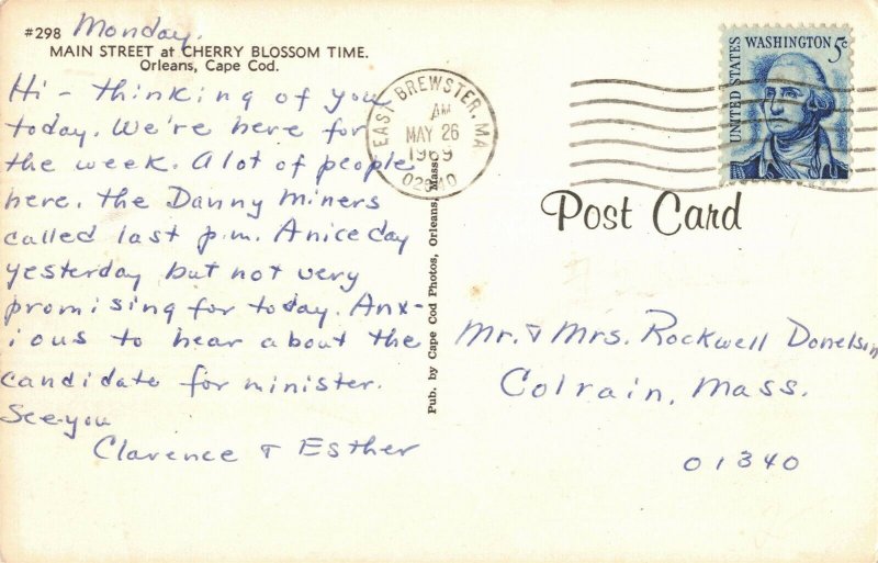 1969 Main Street View Orleans Cape Cod Mass. Postcard 2R3-62 