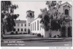 Oregon McMinnville First Baptist Church Real Photo RPPC