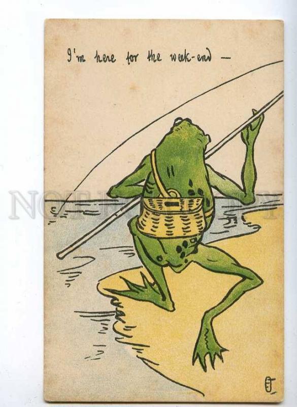 189391 Weekend FISHING Dressed FROG Vintage ART NOUVEAU PC  Topics -  Illustrators & Photographers - Illustrators - Signed - Other Illustrators,  Post / HipPostcard