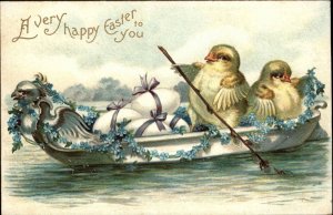 Clapsaddle ? Easter Fantasy Chicks in Gondola Int'l Art c1910 Vintage Postcard