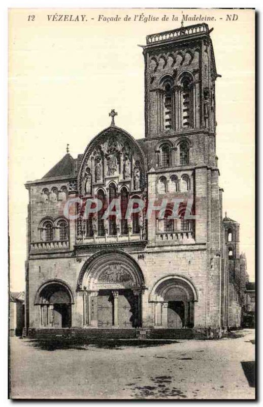 Old Postcard Vezelay Facade of the Church of the Madeleine