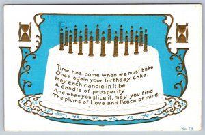 Birthday Cake, 1912 Embossed Greetings Postcard, Toronto CNE Slogan Cancel