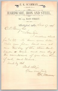 1894  Biddeford  Maine  E. K. Scamman  Hardware  Receipt  9 x 6