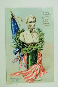C.1910 Raphael Tuck Postcard Abraham Lincoln Patriotic Flag Wreath F31