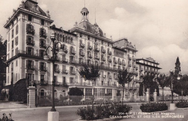 Boromees Grand Hotel Lake Maggiore Italy Real Photo Postcard