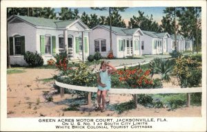 Jacksonville Florida FL Motel Linen 1930s-50s Linen Postcard