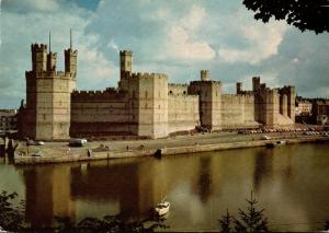 England Caernarvon Castle Eagle Queen's and Black Towers From Coed Helen...