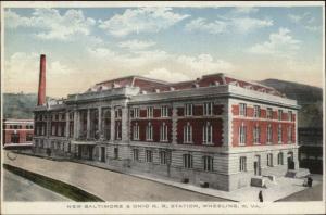 Wheeling WV B&O RR Train Station c1910 Postcard