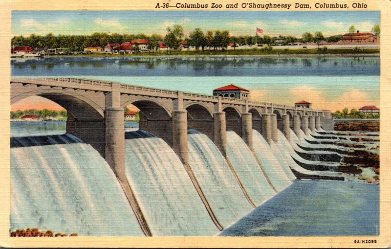 Ohio Columbus Zoo and O'Shaugnessy Dam 1947 Curteich