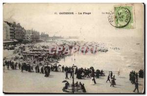 Old Postcard Belgium Ostend Beach