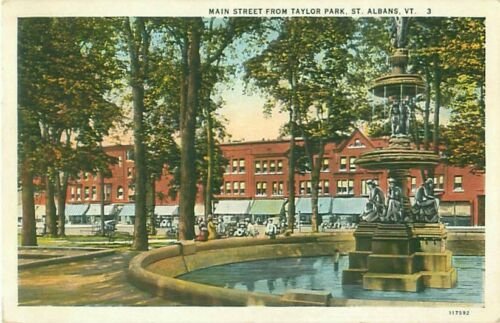 St Albans Vermont Main Street from Taylor Park 1932 Postcard USED