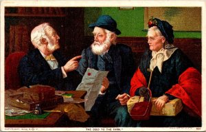 The Deed to the Farm Louis Moeller Co 1909 old farm couple Postcard