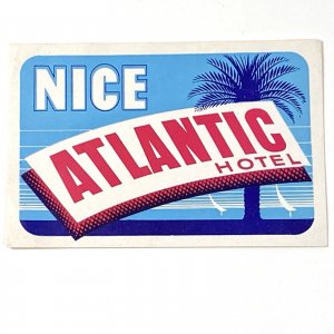 Nice France Atlantic Hotel Luggage Label