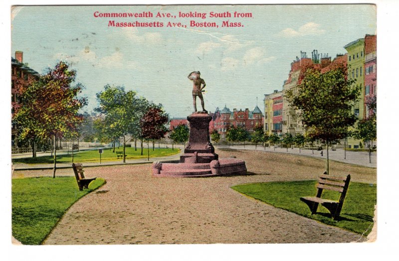 Commonwealth Ave, Boston, Massachusetts, Used 1911 Flag Cancel