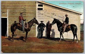 Postcard Calgary Alberta c1907 Cowboys Horses by Valentine & Sons