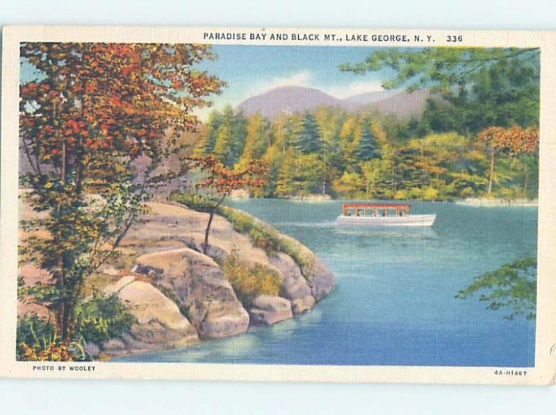 Linen LAKE SCENE Paradise Bay At Findley Lake Or Lake George New York NY hp6583