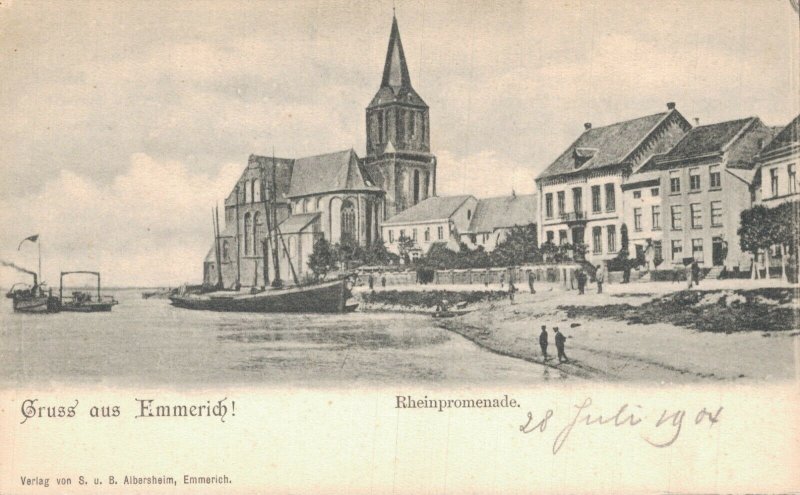 Germany Gruss aus Emmerich Rheinpromenade Vintage Postcard 08.26