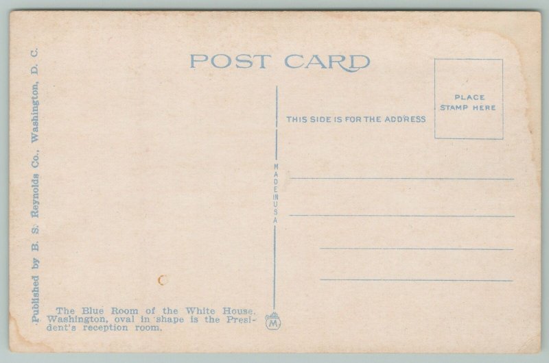 Washington DC~Blue Room White House~1920s Postcard