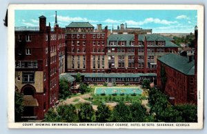 1920 Savannah Georgia Postcard Court Showing Swimming Pool Miniature Golf Course