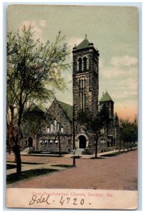 c1910 First Presbyterian Church Chapel Exterior Street Decatur Illinois Postcard