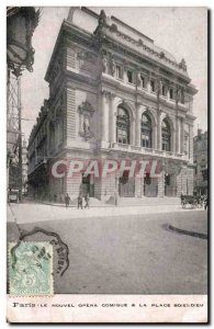 Old Postcard Paris New comic opera and the place Boieldieu