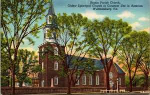 Bruton Parish Church Oldest Episcopal Williamsburg VA Linen Postcard VTG UNP 