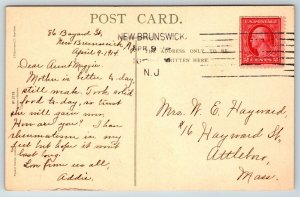 Easter Greetings  New Brunswick  New Jersey  Cancel Postcard  1914