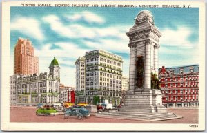 Clinton Square Showing Soldiers & Sailors Memorial Monument Syracuse NY Postcard