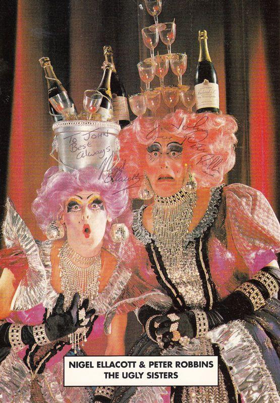 Nigel Allacott Peter Robbins The Ugly Sisters Drag Queen Large Hand Signed Photo