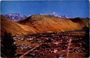 Aerial View Overlooking Jackson WY Vintage Postcard O78