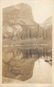 RPPC YOSEMITE NATIONAL PARK, CA ~ Mt. Watkins MIRROR LAKE 1930s-40s Postcard