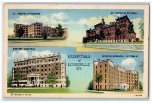 c1940 Multiview of Hospital in Louisville Kentucky KY Vintage Postcard 