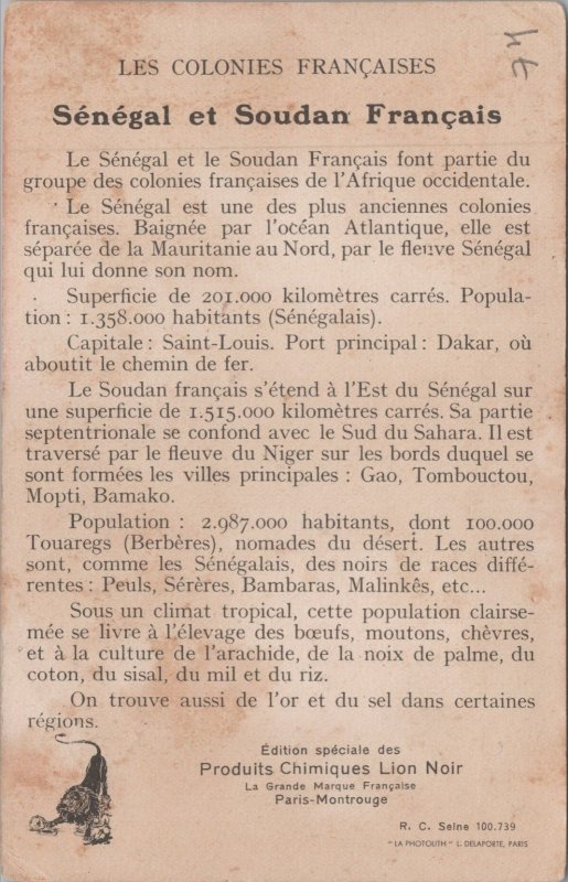 Senegal Senegal Le Senegal Et Le Soudan Francais Sudan Postcard C109