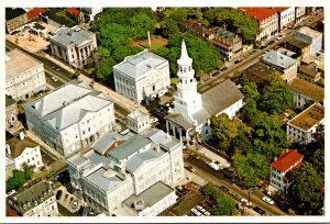 South Carolina Charleston Aerial View Four Corners Of Law City Hall Post Offi...