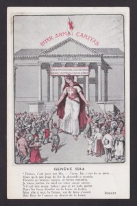 SWITZERLAND 1915, Postcard Geneva to Zurich Inter arma caritas, USED