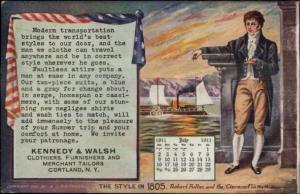 Cortland NY Kennedy Walsh Clothiers Fulton Hudson Patriotic Calendar Postcard