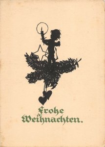US4421 Frohe Weihnachten Merry Christmas Angel with Candle Postcard