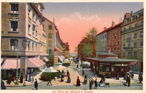 La Place Du Molard a Geneve Geneva Switzerland Vintage Postcard